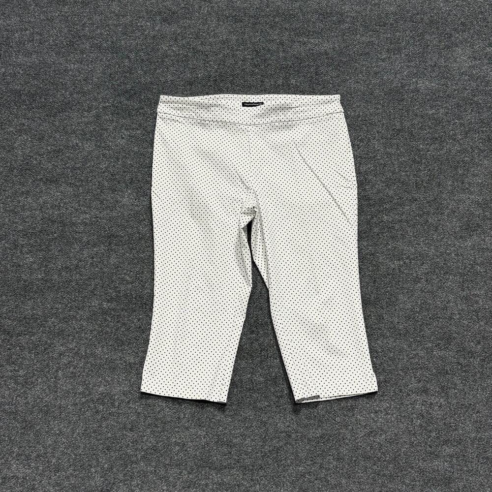 Counterparts Capri Pants Womens XL White Polka Dot Ponte Stretch Pull On Comfort